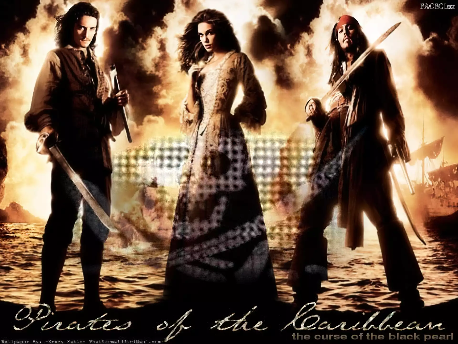 Keira Knightley, Orlando Bloom, Piraci Z Karaibów, wybuch, Johnny Depp
